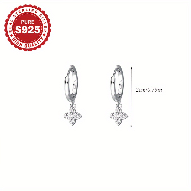 Women's 925 Sterling Silver Four-Petal Pendant Earrings — Classic Sweet Style